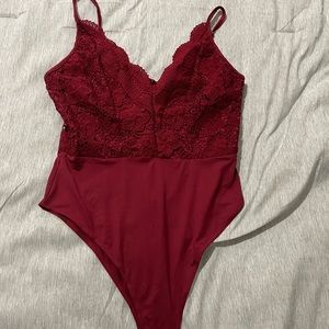 Burgundy tank top body suit